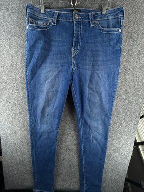 True Religion Stella Jeans Women Blue Mid Rise Skinny Denim 34 Size ACTL 34X32